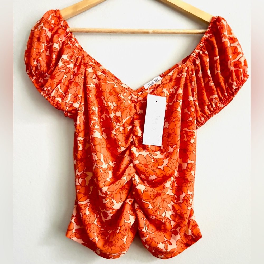 Sienna Sky Orange Ruched Ruffled with Zipper - Picture 3 of 5